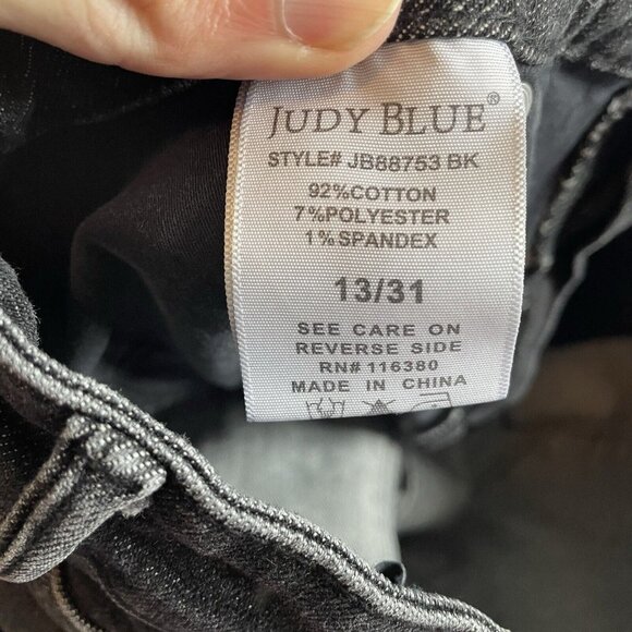 Judy Blue Jeans Womens 13/31 Black Skinny Fit High Rise Dark Wash Stretch - Picture 7 of 12
